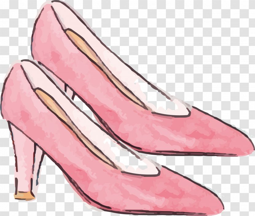 High-heeled Footwear Sandal Shoe - Pink Watercolor High Heels Transparent PNG