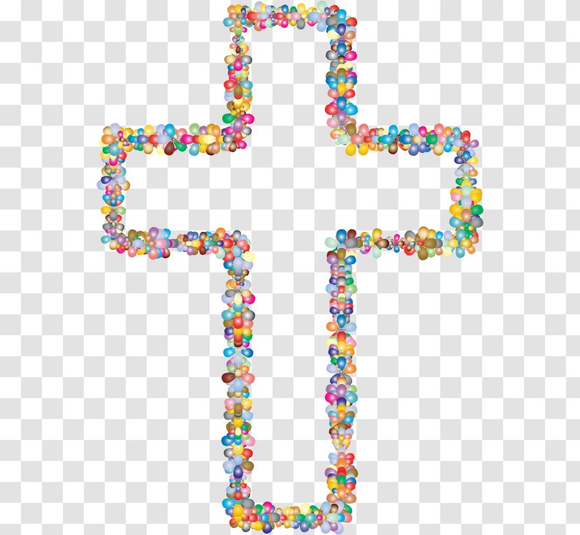 Christian Cross Flower Clip Art - Outline Transparent PNG