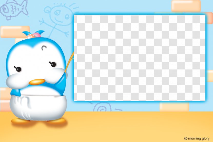 Cartoon Penguin - Blue Frame Transparent PNG