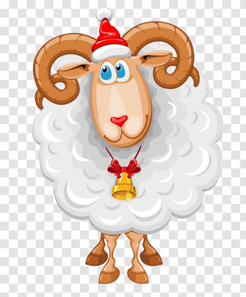 Sheep Christmas Cartoon Clip Art - Vector Wearing Hats Transparent PNG