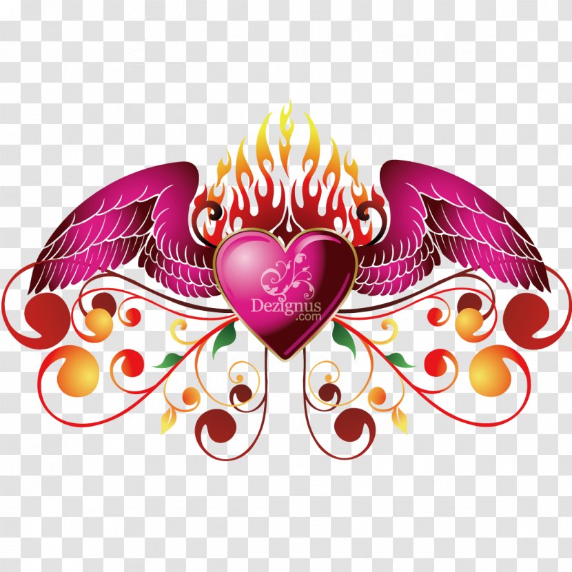Heart Drawing Clip Art - Valentines Day - With Wings Transparent PNG