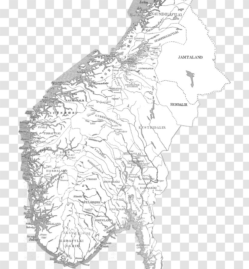 Map Drawing Western Norway Line Art Sketch - Animal Transparent PNG