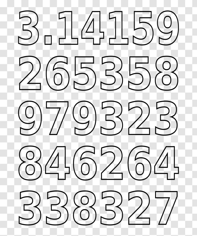 Pi Day Coloring Book Numerical Digit Clip Art - Monochrome Transparent PNG