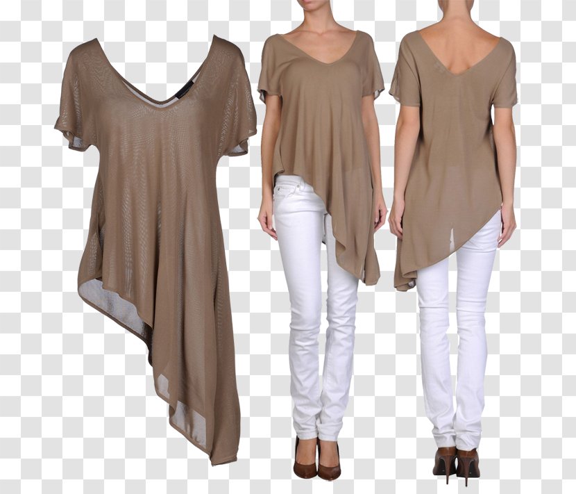 Sleeve Shoulder Blouse Dress Brown - Bump Stitching Transparent PNG