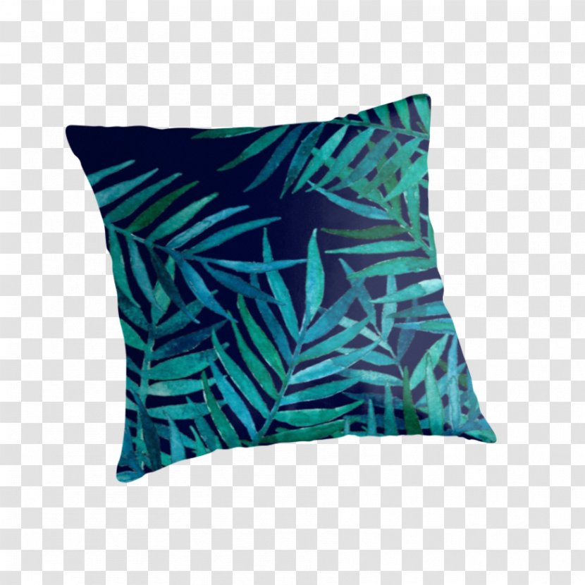 Throw Pillows Turquoise Aqua Electric Blue Teal - WATERCOLOR LEAF Transparent PNG