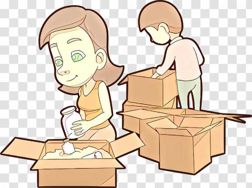 Cartoon Package Delivery Conversation Relocation Interaction Transparent PNG
