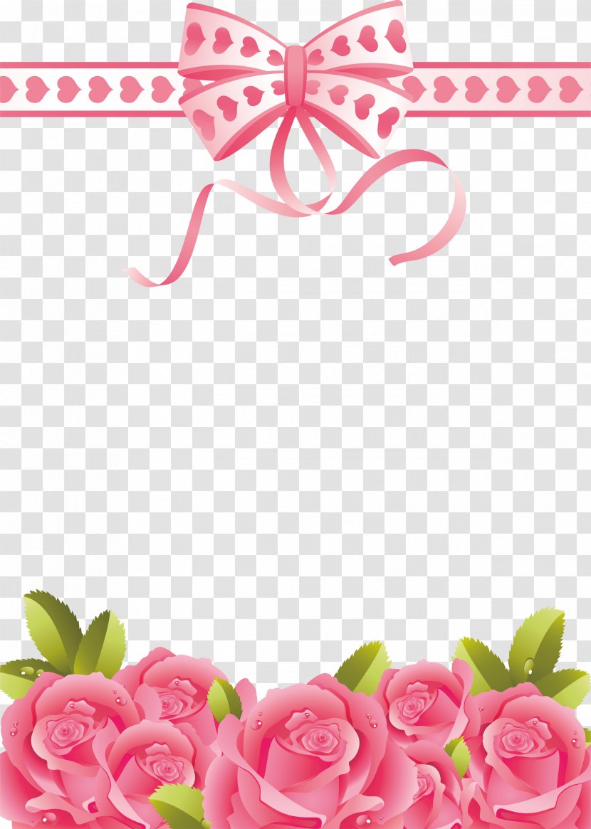 Greeting & Note Cards Valentine's Day - International Women S - Pink Flower Border Transparent PNG