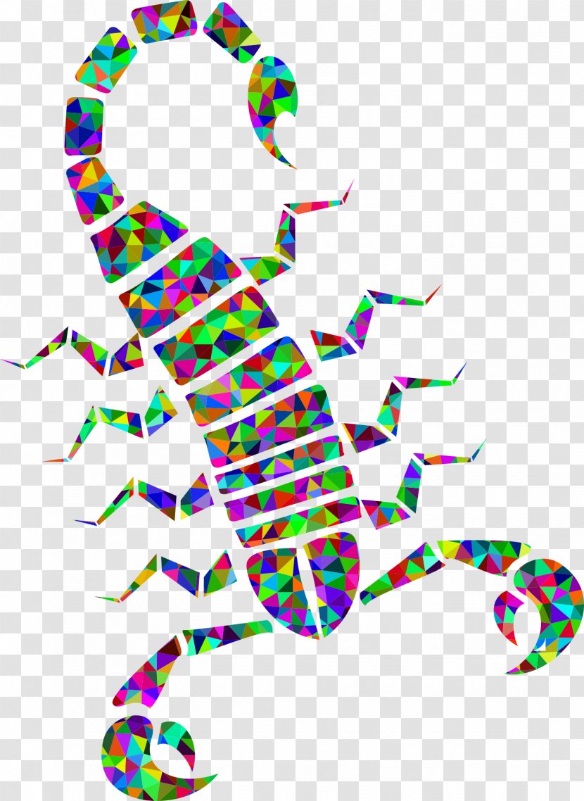 Scorpion Arachnid Clip Art - Colourful Triangles Number Transparent PNG