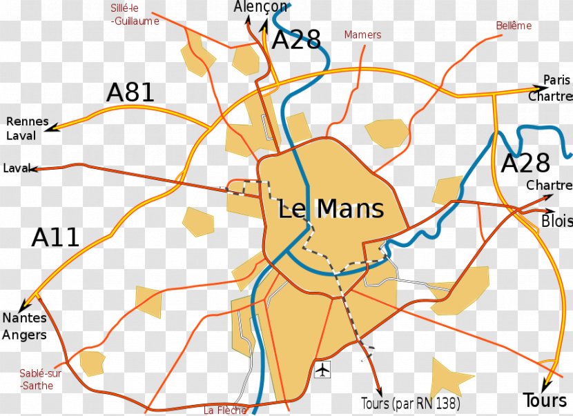 Rocade Du Mans Topographic Map Périphérie Routière De Grenoble Alençon - Bypass Transparent PNG