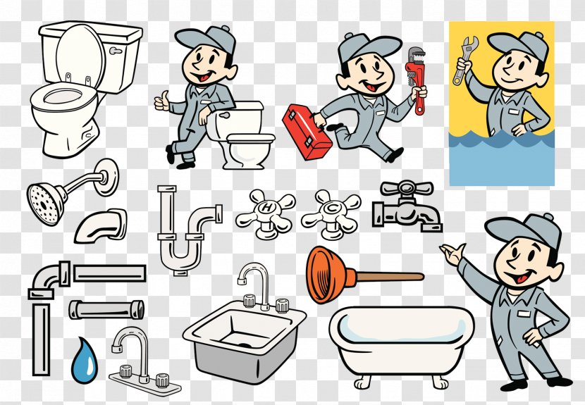 Plumber Plumbing Pipe Bathroom Illustration - Communication - Toilet Workers Transparent PNG