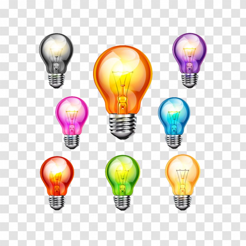 Incandescent Light Bulb Color LED Lamp - Royaltyfree - Colored Transparent PNG
