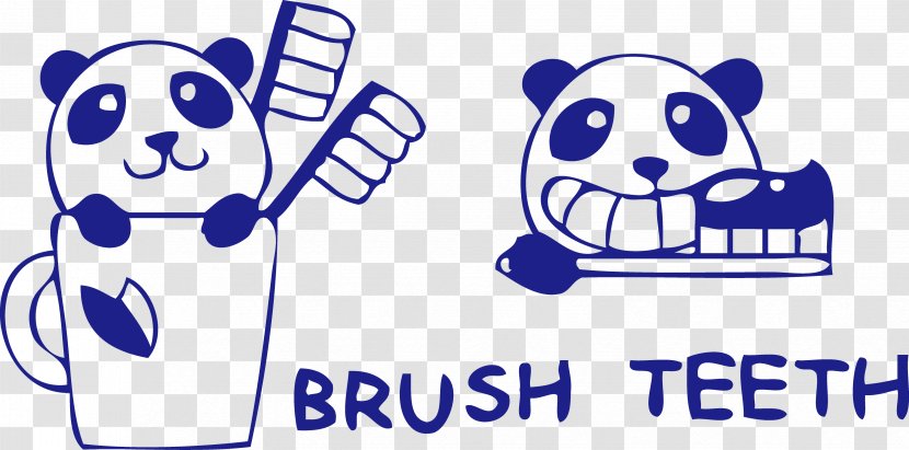 Paper Brush Wall Decal Sticker - Brushing Toothbrush Cup Cute Cartoon Panda Transparent PNG