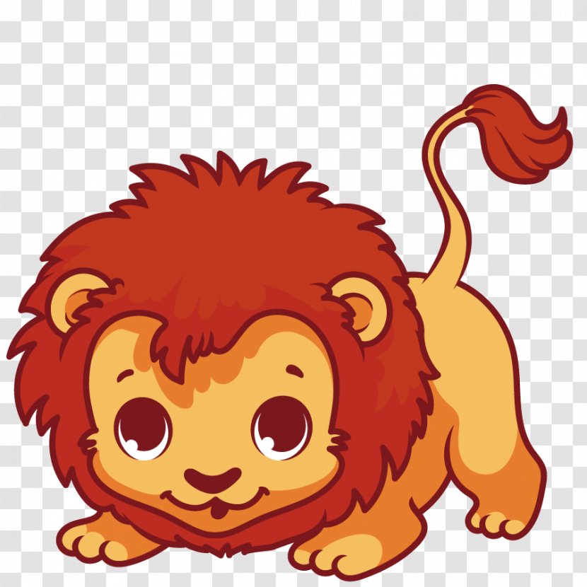 Lion Drawing Cuteness - Orange - Vector King Of The Forest Transparent PNG