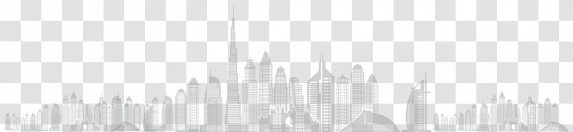 White Line Art - Monochrome - Dubai Skyline Transparent PNG