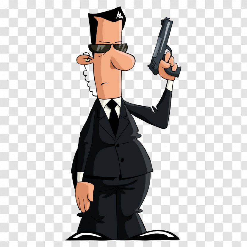 Cartoon Drawing Bodyguard Royalty-free - Male - Vector Gun Man Transparent PNG