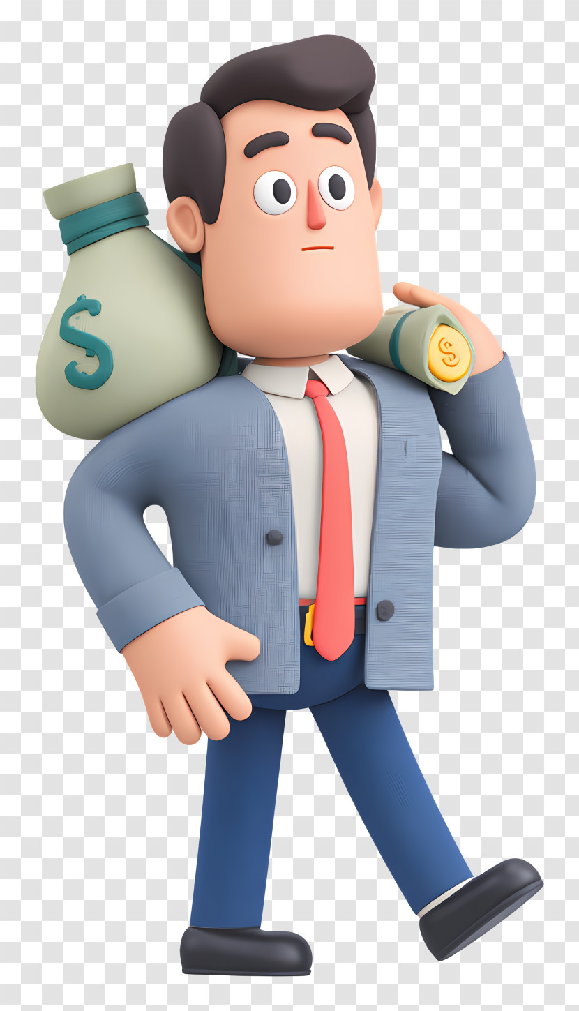 Businessman With Debt Burden - Businessman Carrying Money Transparent PNG