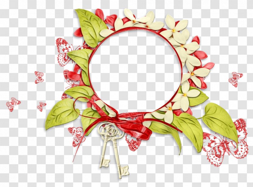Watercolor Flower Wreath - Holly Transparent PNG