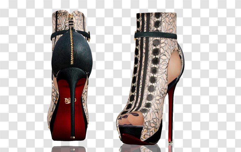 High-heeled Shoe Boot Sandal Brown - Poetic Scene Transparent PNG