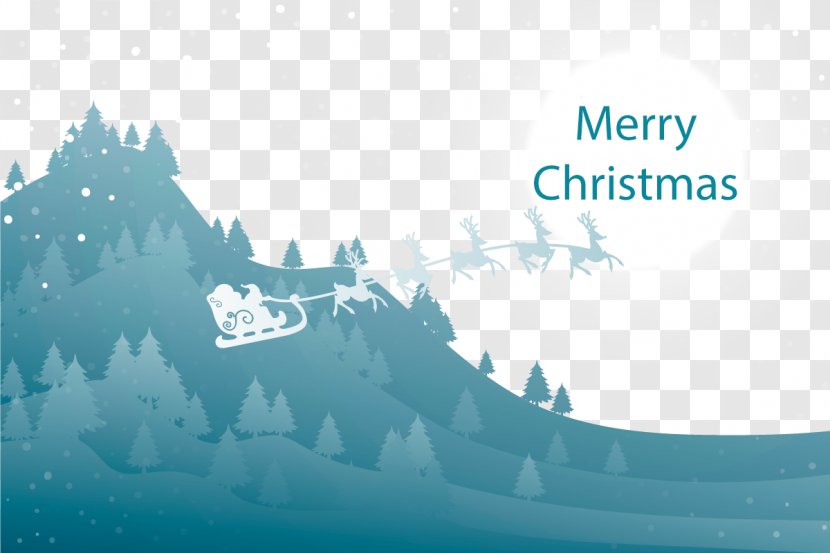 Santa Claus Christmas Sled Blue - Sky - Vector Sleigh Transparent PNG