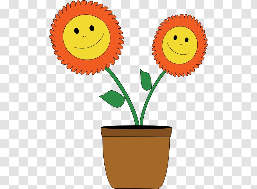 Smiley Common Sunflower Flowerpot Emoticon Clip Art - Flowering Plant - Cliparts Transparent PNG