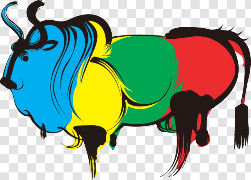 Cattle Art - Vector Hand Colored Cow Transparent PNG