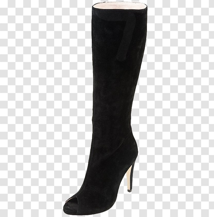 Riding Boot Suede Shoe High-heeled Footwear - Black Boots Transparent PNG