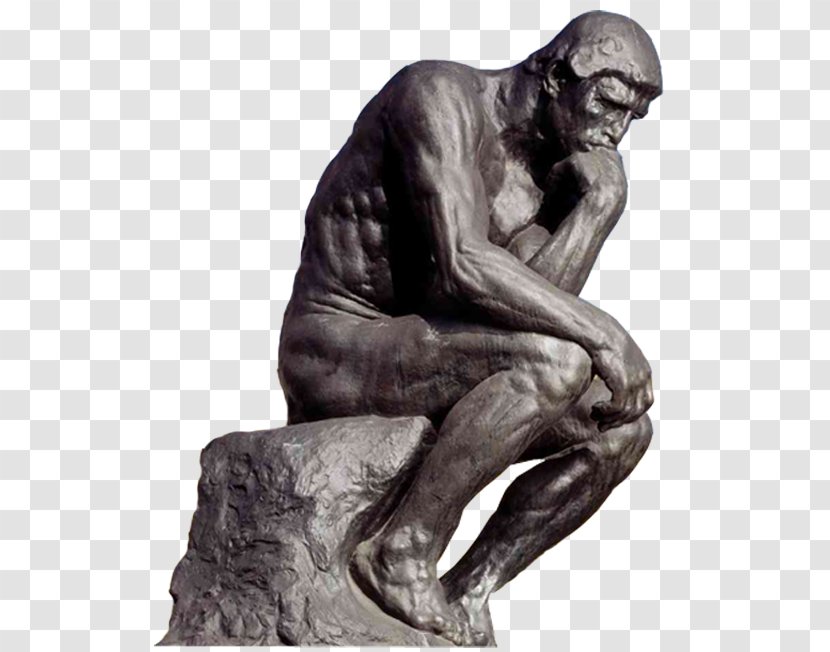 The Thinker Bronze Sculpture Statue - Auguste Rodin - Thinking Man Transparent PNG