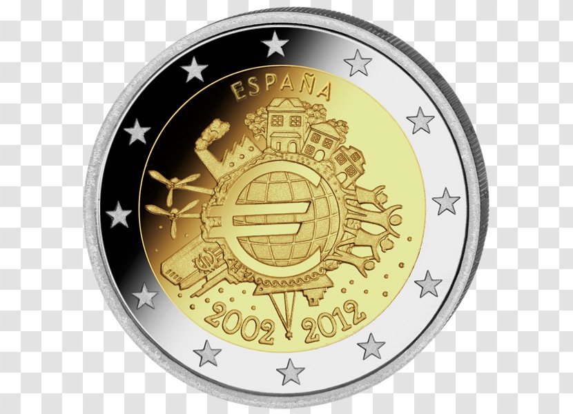 2 Euro Commemorative Coins Coin - Banknote - Spain Currency Transparent PNG