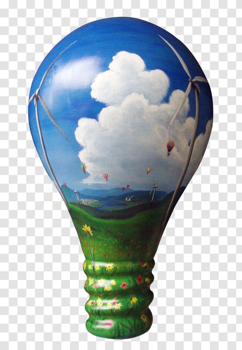 Incandescent Light Bulb Painting Nightlight - Hand Painted Transparent PNG