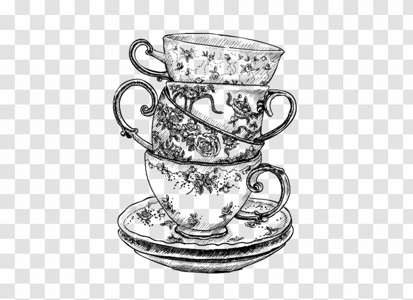 Coffee Cup Teacup Saucer Drawing Transparent PNG