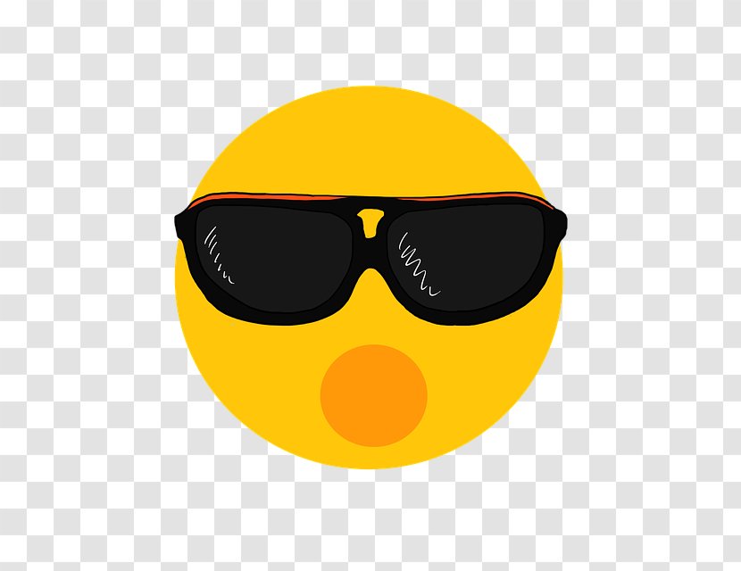 Sunglasses Smiley Emoji Sticker - Orange - Glasses Transparent PNG