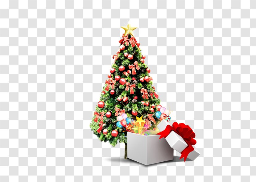 Light Christmas Tree - Conifer - And Gifts Transparent PNG