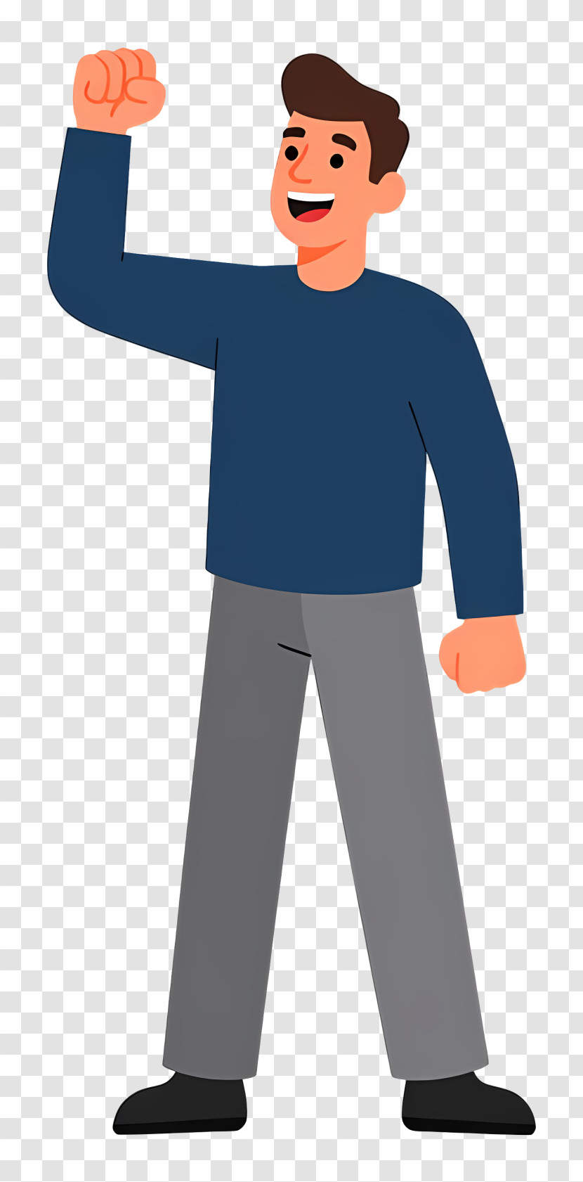 Cheering Man In Blue Sweater Transparent PNG