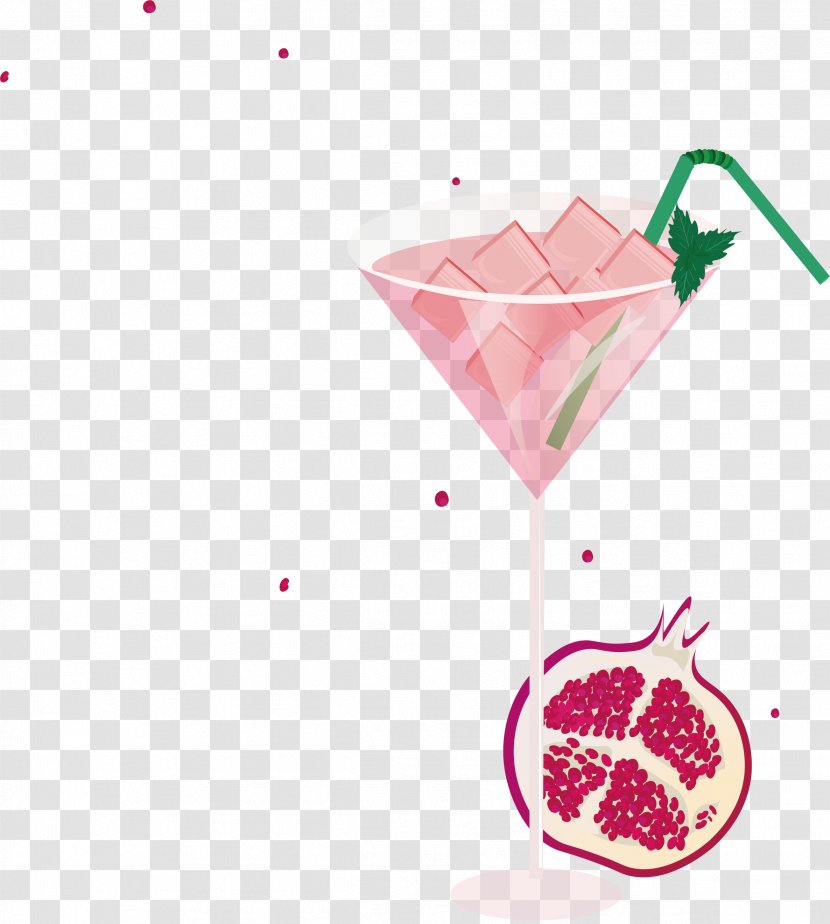 Cocktail Glass Smoothie Drink - Red Pomegranate Transparent PNG