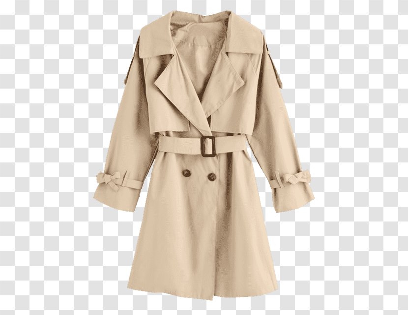 Trench Coat Overcoat Sleeve Shirt - Beige Transparent PNG