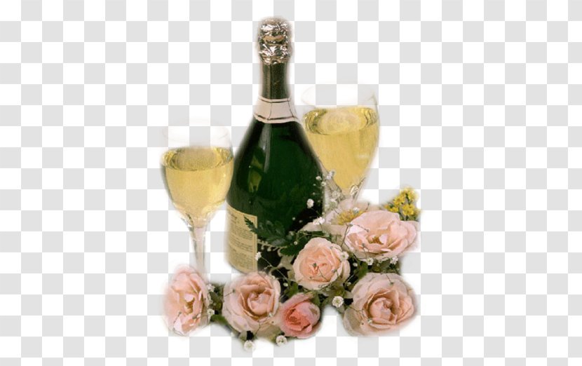 Champagne Glass Wine Bottle - Drink - Rose Transparent PNG