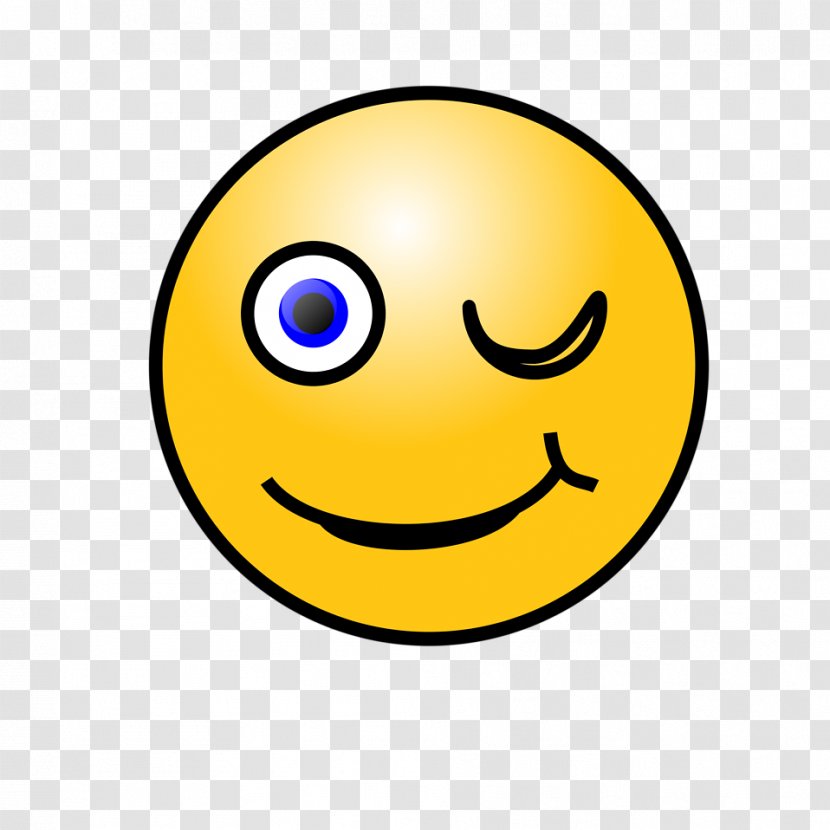 Smiley Emoticon Wink Clip Art - Yellow Transparent PNG