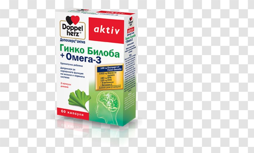 Dietary Supplement Ginkgo Biloba Acid Gras Omega-3 Doppelherz Queisser Pharma - Health Transparent PNG