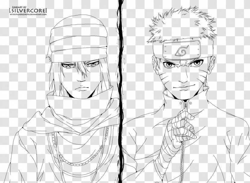Sasuke Uchiha Itachi Naruto Shippuden: Vs. Line Art Sketch - Silhouette Transparent PNG