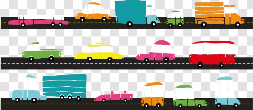Road - Vector Traffic Jam On The Transparent PNG