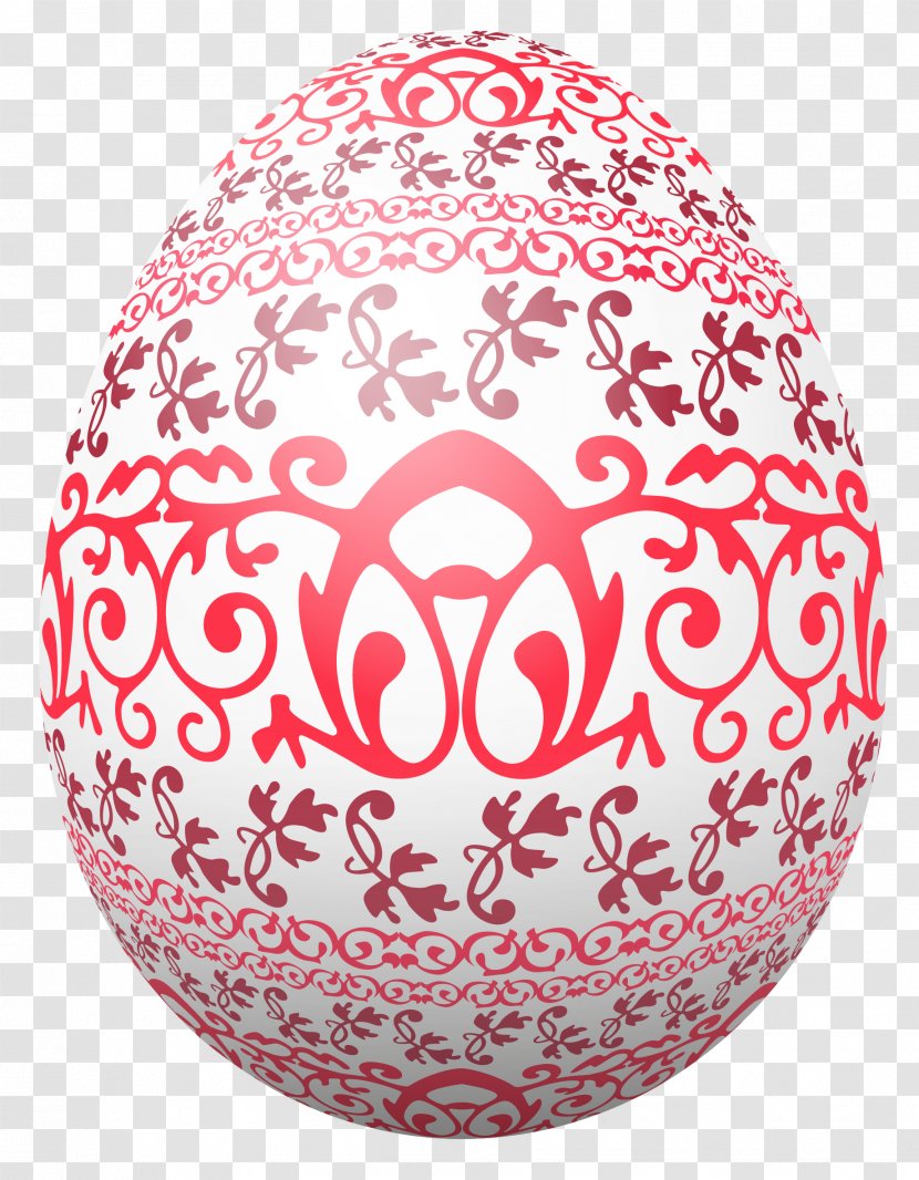 Easter Egg Decorating - White - With Red Decoration Clipart Picture Transparent PNG