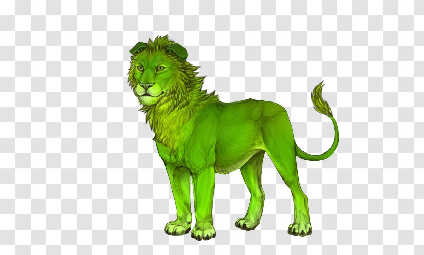 Lion Cat Terrestrial Animal Fauna Green Transparent PNG