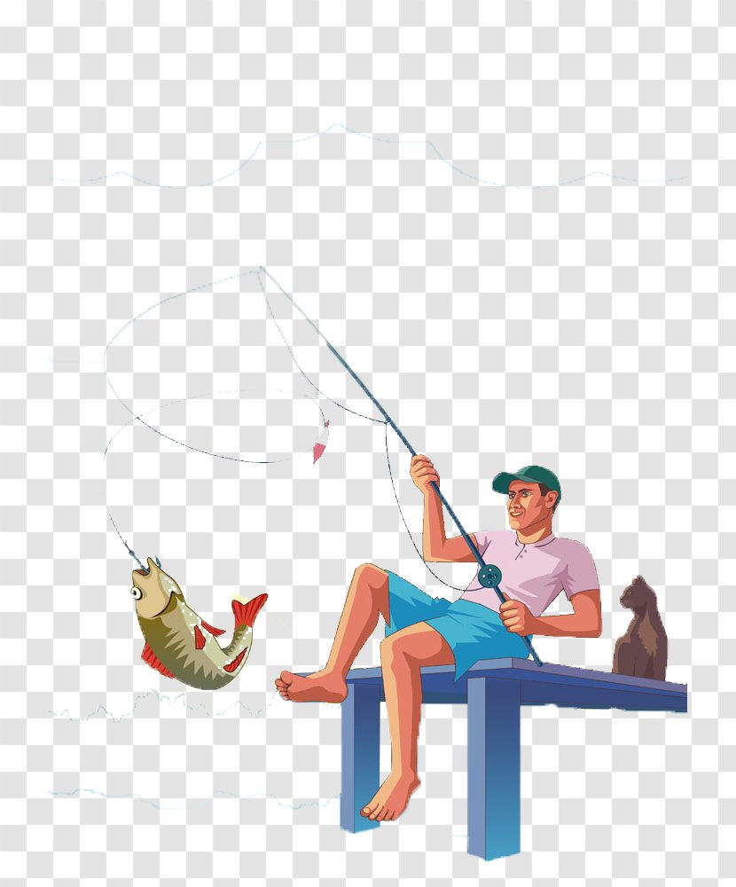 Fishing Rod Fish Hook Angling Fisherman - Biggame - Cartoon Men Transparent PNG