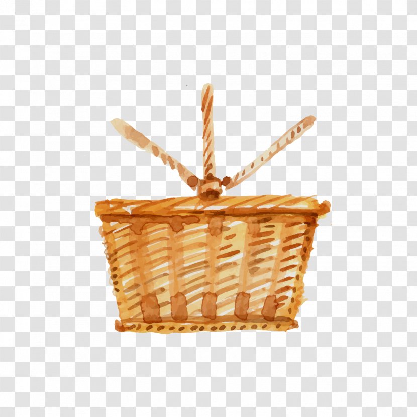 Wine Barbecue Basket Food Picnic - Wicker - Yellow Bamboo Transparent PNG