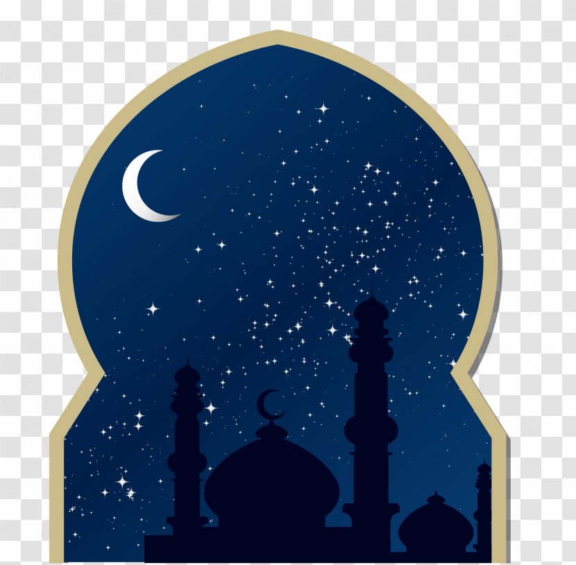 Eid Mubarak Al-Fitr Ramadan Halal Al-Adha - Blue - Gold Window Al-Mubarak Transparent PNG