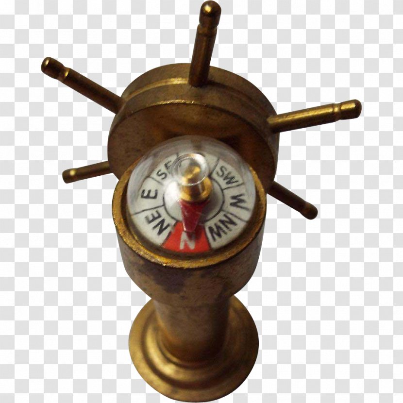 Brass Ship's Wheel Binnacle Compass - Paperweight Transparent PNG