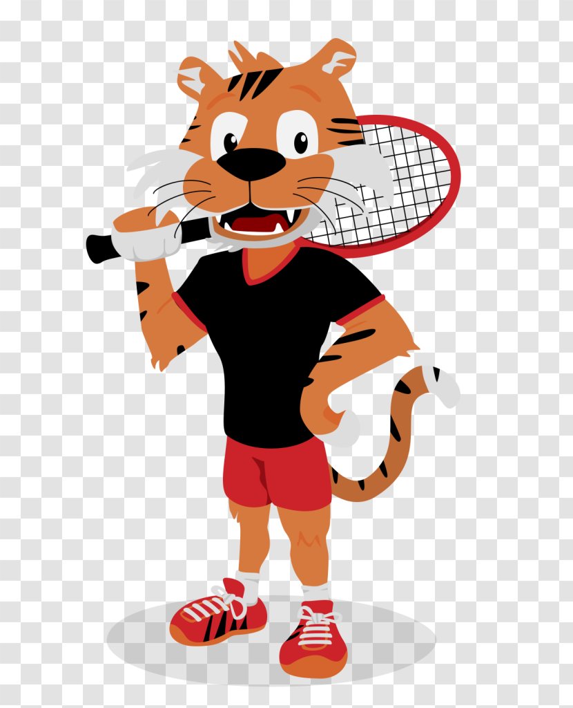 Tiger Tennis Sport Mascot Clip Art - Sporting Goods - Playing Transparent PNG