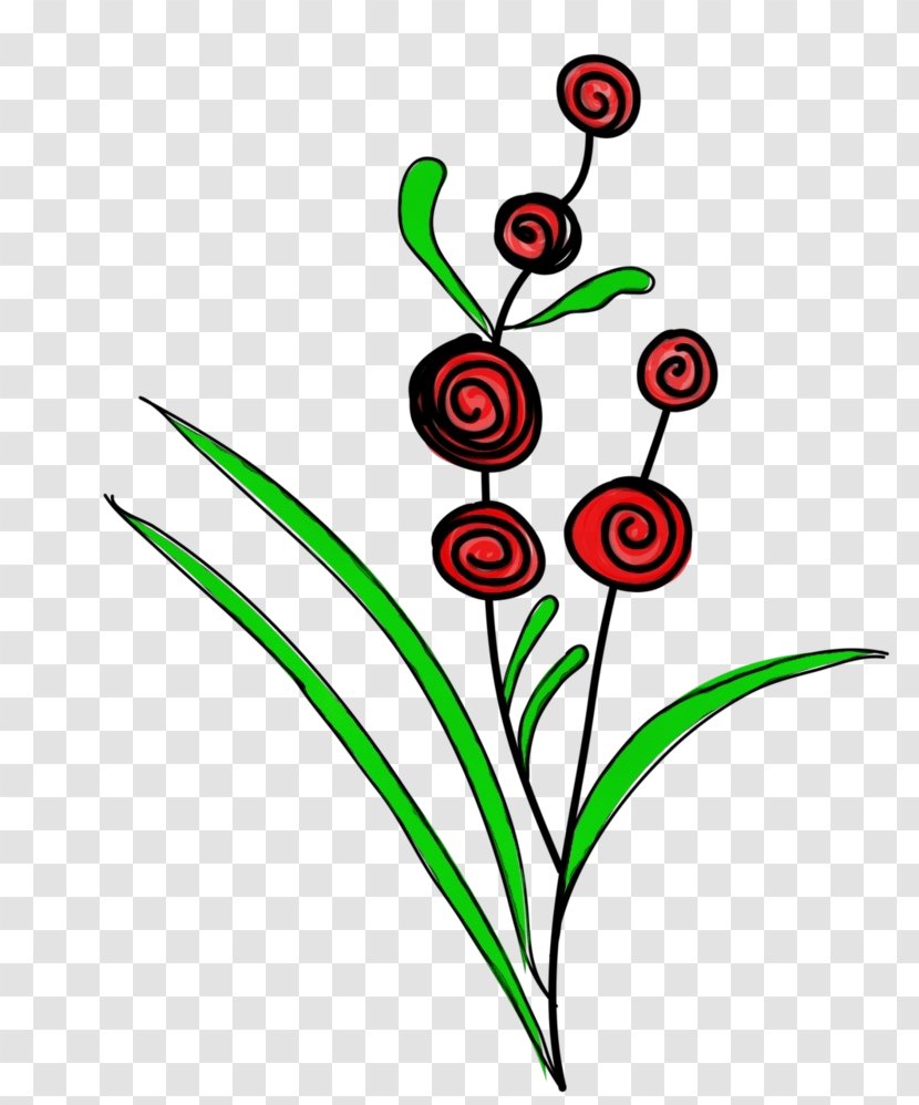 Flower Plant Clip Art Pedicel Leaf - Watercolor - Flowering Stem Transparent PNG
