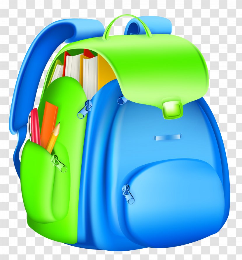 School Backpack Clipart - Blue - Education Transparent PNG