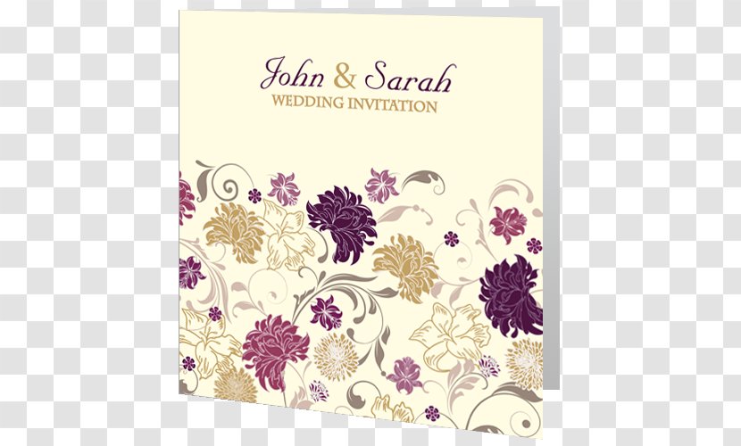 Wedding Invitation Floral Design Paper Convite - Lilac - Card Wit Purple Flowers Transparent PNG